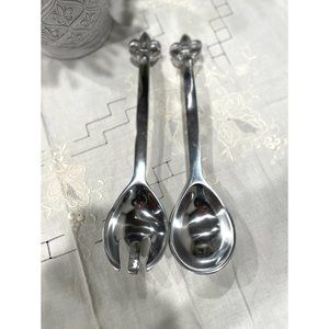 ihi Made in India Polished Aluminum Fleur de Lis Salad Tongs, 13-1/2"